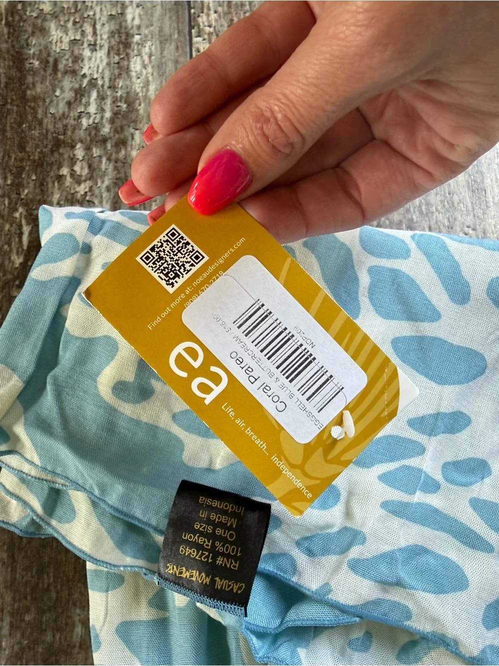 2 for $20 sale: NWT No’eau blue coral reef rayon scarf / sarong